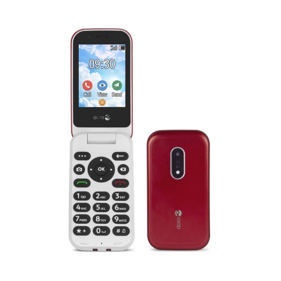 Doro Mobiele telefoon 7030 4G WhatsApp & Facebook - rood/wit