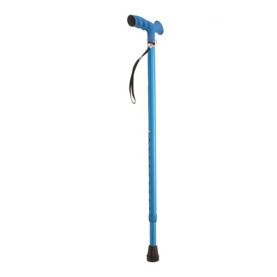 Wandelstok TPR greep, mat blauw